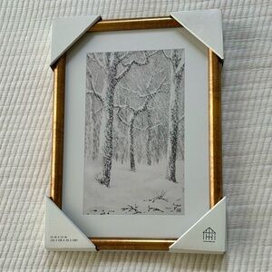 Hearth & Hand with Magnolia Snowy Trees Gold Framed Wall Art 10”x14” NWT